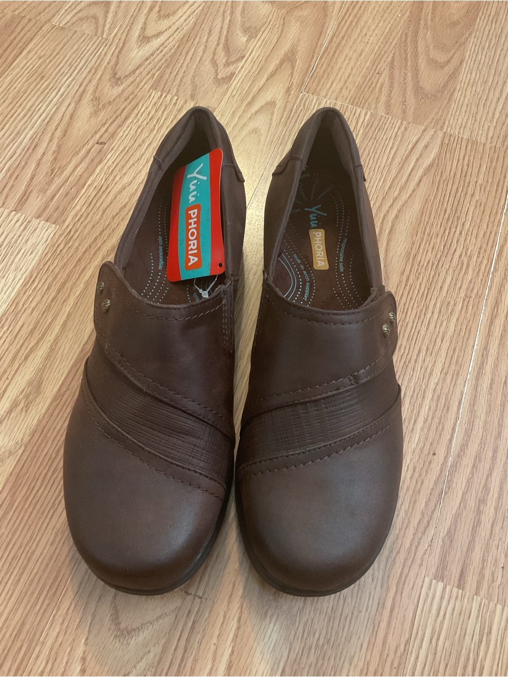 Women's Yuu Phoria Brown Slip-On Comfort Shoes Hook&Loop 12M.